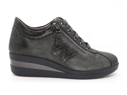 Melluso walk scarpe stringate con zip donna grigio